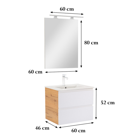 Leziter Vario Pull 60 mobilier de baie complet stejar-alb [2]