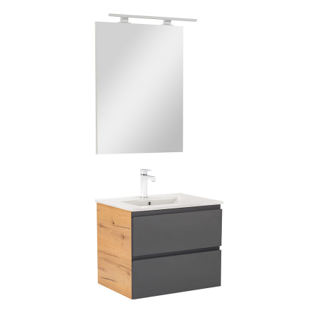 Produse temporar indisponibile - Leziter Vario Pull 60 mobilier de baie complet stejar-antracite