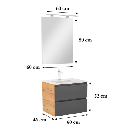 Leziter Vario Pull 60 mobilier de baie complet stejar-antracite [2]