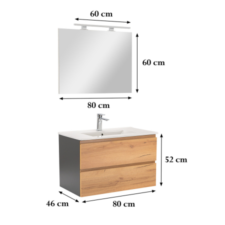 Leziter Vario Pull 80 mobilier de baie complet antracit stejar [2]