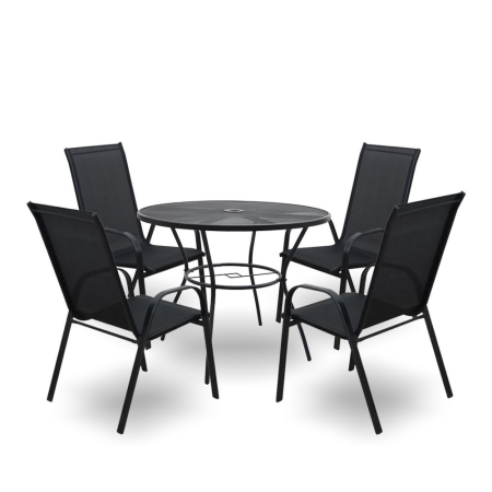 Leziter Set mobilier de grădină Arcom 4+1 negru [7]