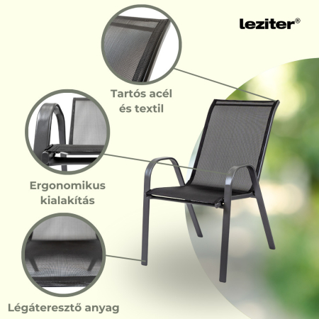 Leziter Set mobilier de grădină Arcom 4+1 negru [3]