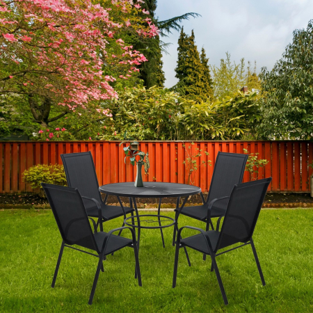 Leziter Set mobilier de grădină Arcom 4+1 negru [1]