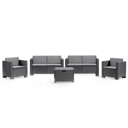 Leziter Set mobilier de grădină City Big cu 6 locuri, grafit [2]