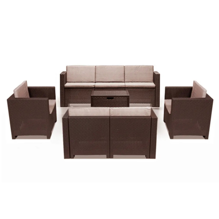 Leziter Set mobilier de grădină City Large cu 7 locuri, maro [1]