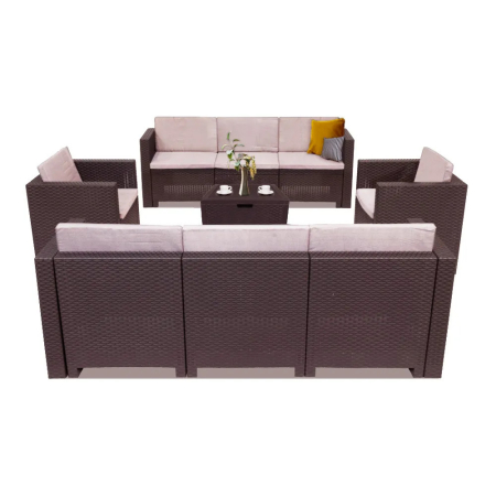 Produse temporar indisponibile - Leziter Set mobilier de grădină City Large cu 8 locuri, maro