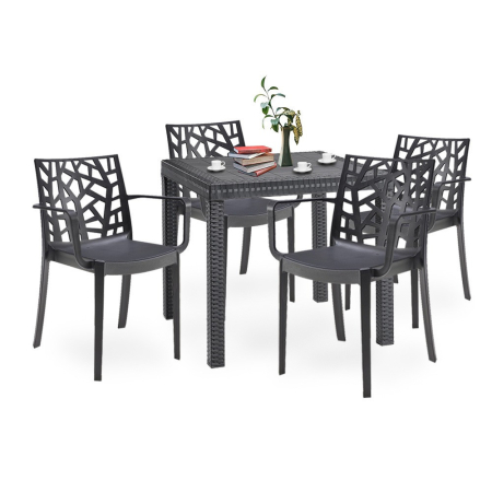 Produse temporar indisponibile - Leziter Set mobilier de grădină Donato 4+1 cotiere grafit