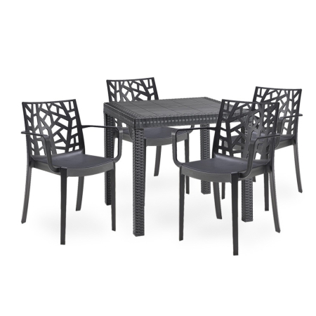 Leziter Set mobilier de grădină Donato 4+1 cotiere grafit [1]