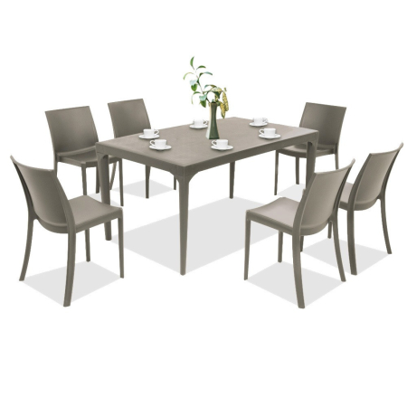 Produse temporar indisponibile - Leziter Set mobilier de grădină Grando 6+1 cappuccino