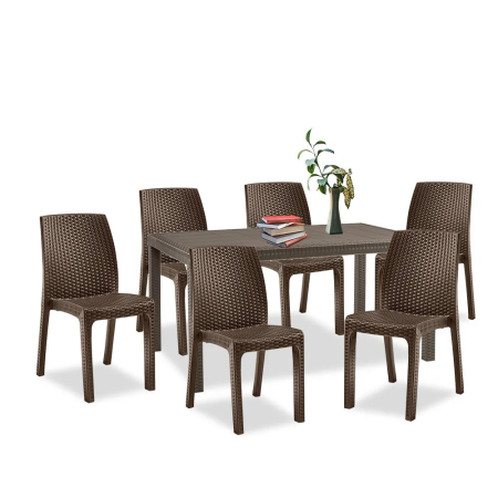 Produse temporar indisponibile - Leziter Set mobilier de grădină Hellda 6+1 maro