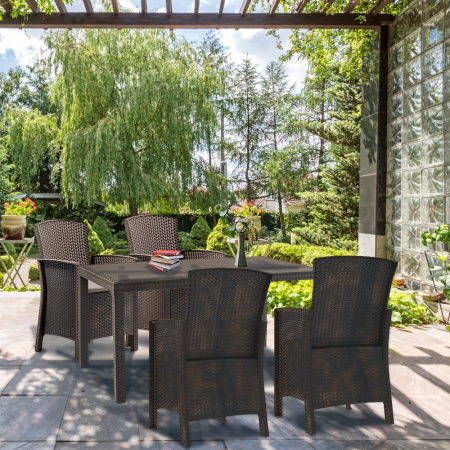 Leziter Set mobilier de grădină Hellma 4+1 maro [2]