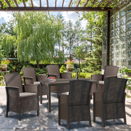 Leziter Set mobilier de grădină Hellma 6+1 maro [2]