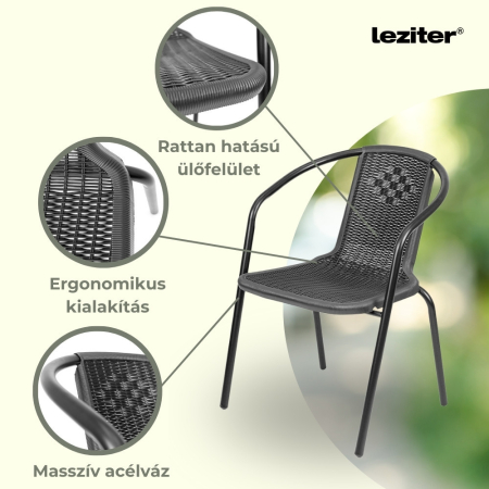 Leziter Set mobilier de grădină Kendra 4+1 negru [3]