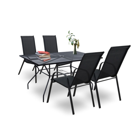 Produse temporar indisponibile - Leziter Set mobilier de grădină Melcom 4+1 negru