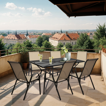 Leziter Set mobilier de grădină Melcom 6+1 bej [1]