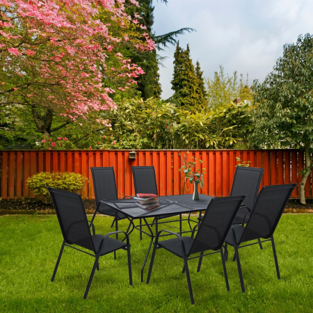 Leziter Set mobilier de grădină Melcom 6+1 negru [1]