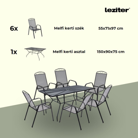 Leziter Set mobilier de grădină Melfi 6+1 negru [9]
