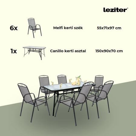 Leziter Set mobilier de grădină Millo 6+1 negru [9]