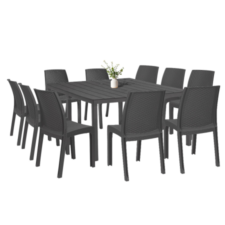 Produse temporar indisponibile - Leziter Set mobilier de grădină Monza 10+1, grafit