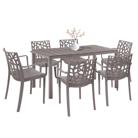 Produse temporar indisponibile - Leziter Set mobilier de grădină Nassau 6+1 cappuccino