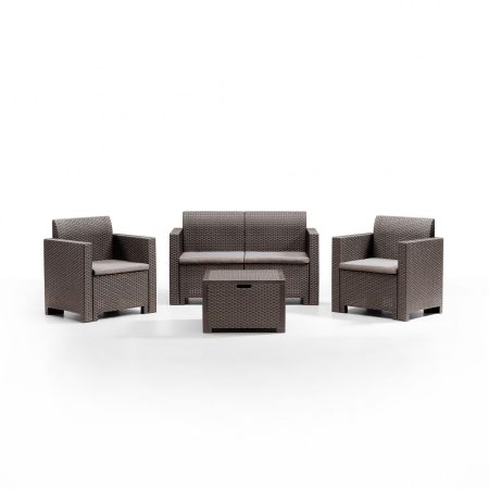 Leziter Set mobilier de grădină Nero cu 4 locuri, maro [1]