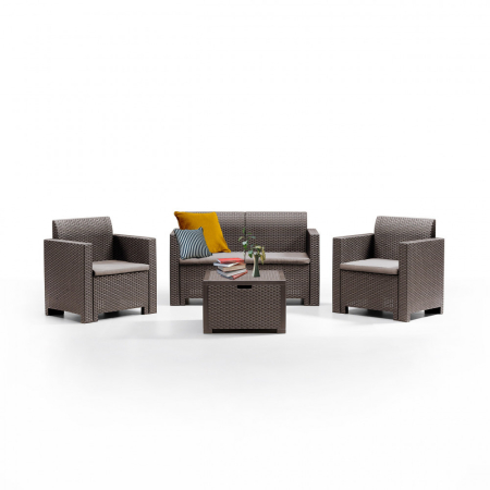 Produse temporar indisponibile - Leziter Set mobilier de grădină Nero cu 4 locuri, maro