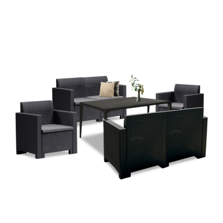 Produse temporar indisponibile - Leziter Set mobilier de grădină Nero III Big cu 6 locuri, grafit