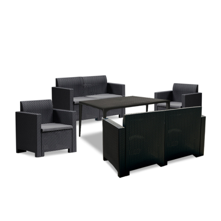 Leziter Set mobilier de grădină Nero III Big cu 6 locuri, grafit [1]
