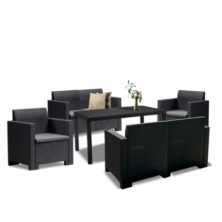 Set mobilier grădină - Leziter Set mobilier de grădină Nero IV Big cu 6 locuri, grafit