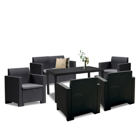 Set mobilier grădină - Leziter Set mobilier de grădină Nero IV cu 6 locuri, grafit