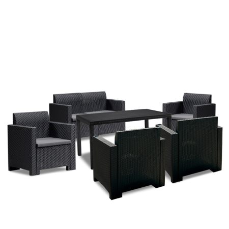Leziter Set mobilier de grădină Nero IV cu 6 locuri, grafit [1]