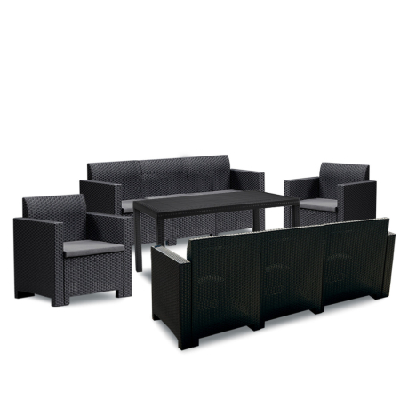 Leziter Set mobilier de grădină Nero IV cu 8 locuri, grafit [1]