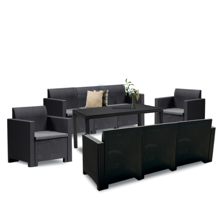 Produse temporar indisponibile - Leziter Set mobilier de grădină Nero IV cu 8 locuri, grafit