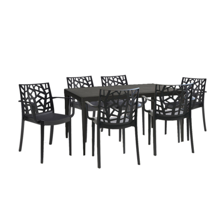Produse temporar indisponibile - Leziter Set mobilier de grădină Odini 6+1 cotiere grafit