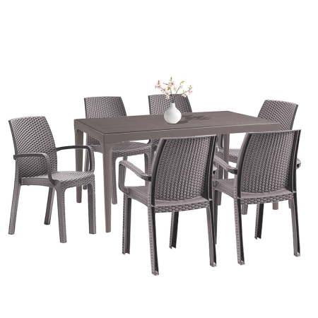 Produse temporar indisponibile - Leziter Set mobilier de grădină Prato 6+1 cappuccino