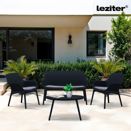 Leziter Set mobilier de grădină Tampa cu 4 locuri, grafit [1]