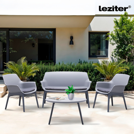 Leziter Set mobilier de grădină Tampa cu 4 locuri, gri-grafit [1]