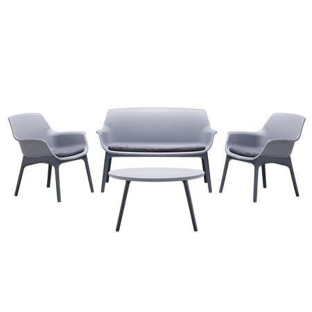 Mobilier grădină - Leziter Set mobilier de grădină Tampa cu 4 locuri, gri-grafit