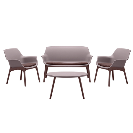 Produse temporar indisponibile - Leziter Set mobilier de grădină Tampa cu 4 locuri, maro-cappuccino