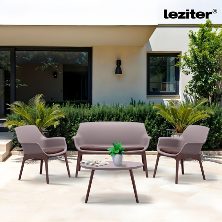 Leziter Set mobilier de grădină Tampa cu 4 locuri, maro-cappuccino [1]