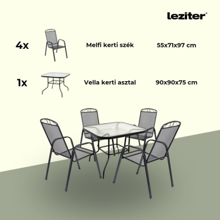 Leziter Vello 4+1 set mobilier de grădină negru [9]