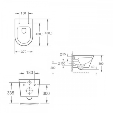 Leziter Set rezervor WC montat pe perete Roya Ride 82W [3]