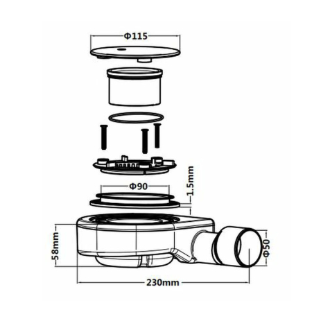 Leziter Sifon pentru cădiță de duș 90 mm [5]