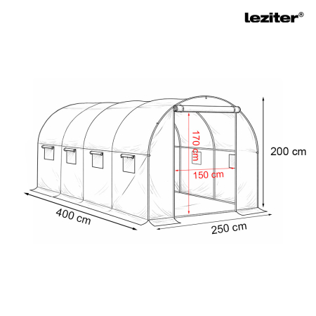 Leziter Solar gradina 200x250x400 cm, transparenta (cadru ranforsat + folie) [2]