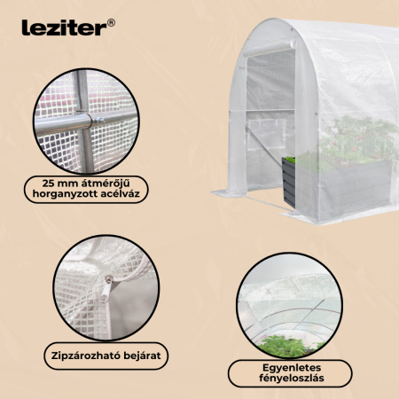 Leziter Solar gradina 200x300x600 cm, alb (cadru ranforsat + folie) [3]