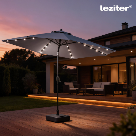 Leziter Solari parasol de gradina cu led gri deschis 300 cm [1]