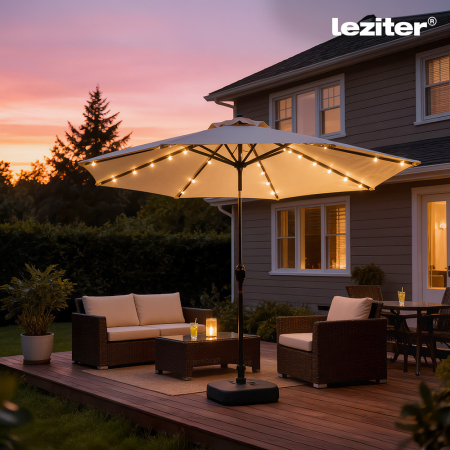 Leziter Solari parasol de gradina cu lumina led bej 300 cm [1]