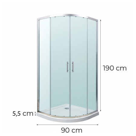 Leziter Soul 90x90 cm cabină de duș curbată cu tavă de duș [2]