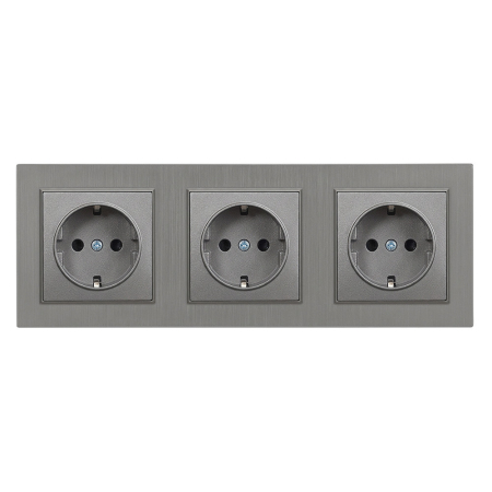 Leziter Ștecher cu împământare Nova III cu cadru gri [0]