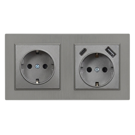 Leziter Ștecher Nova cu conector USB cu cadru gri [0]